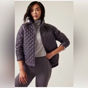 Athleta Quilted Puffer Jacket in Charcoal Gray